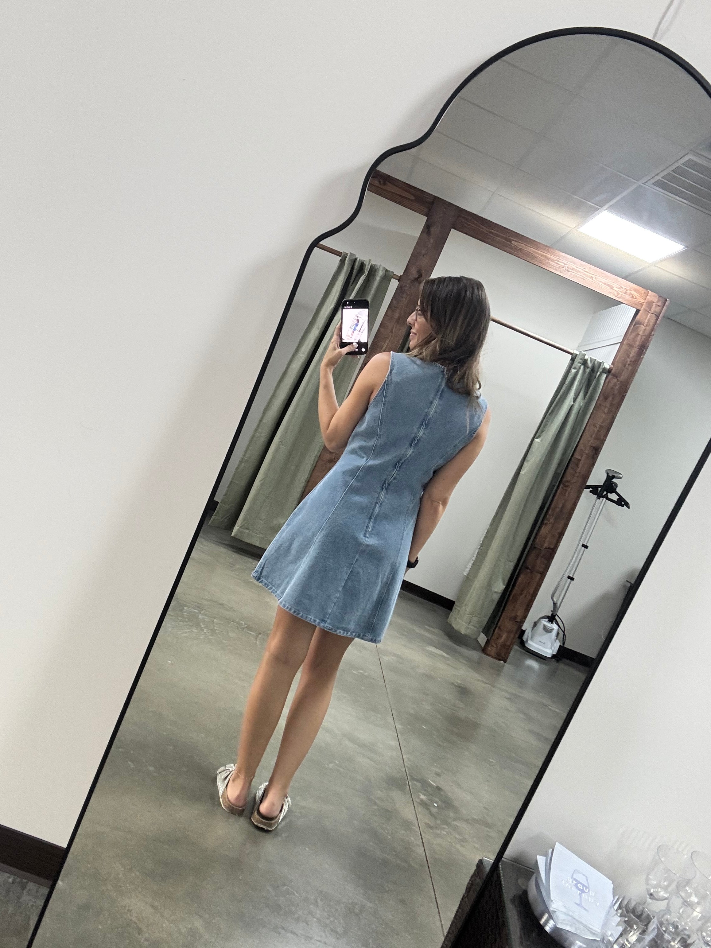 Round Neck Sleeveless Denim Dress