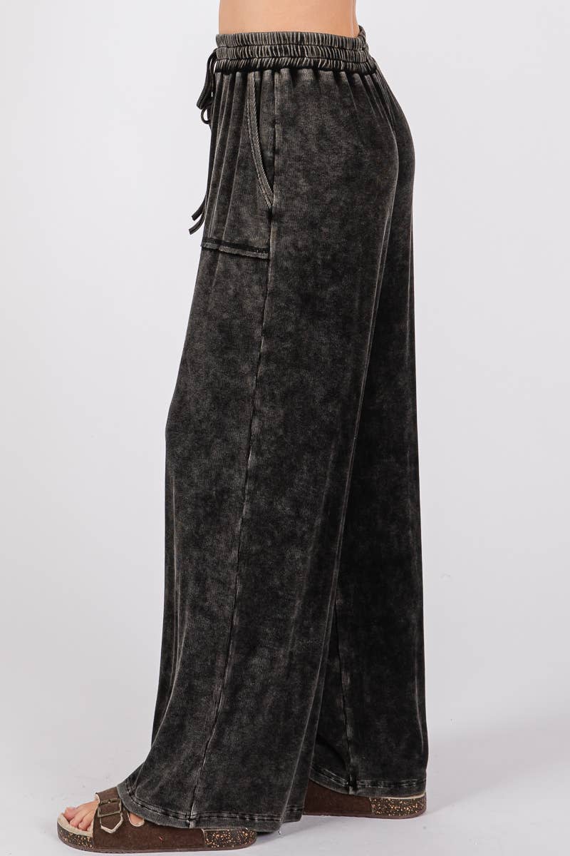 MINERAL WASHED TOP AND PANTS RIB SETS