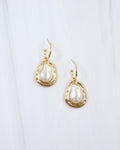 Betsy Baroque Pearl Huggie Hoop Earring Gold