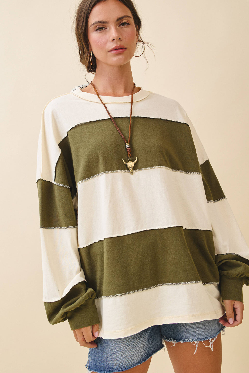 Butter/Olive Long Sleeve Shirt