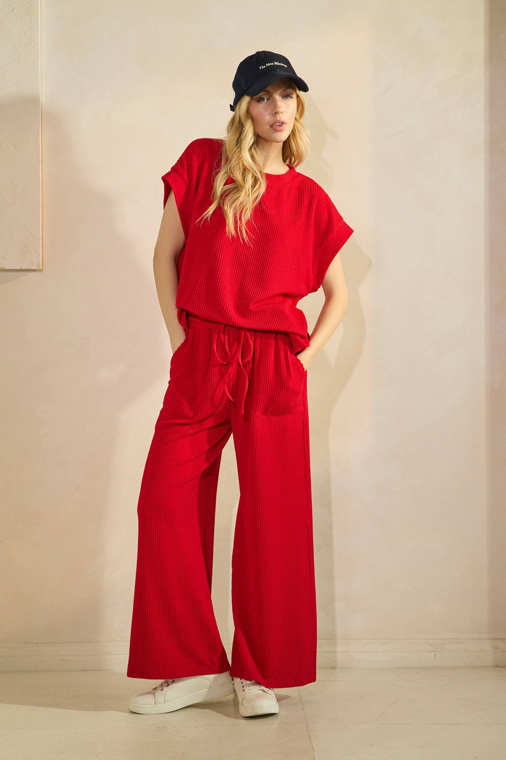 Striped Rib Knit Lounge Set