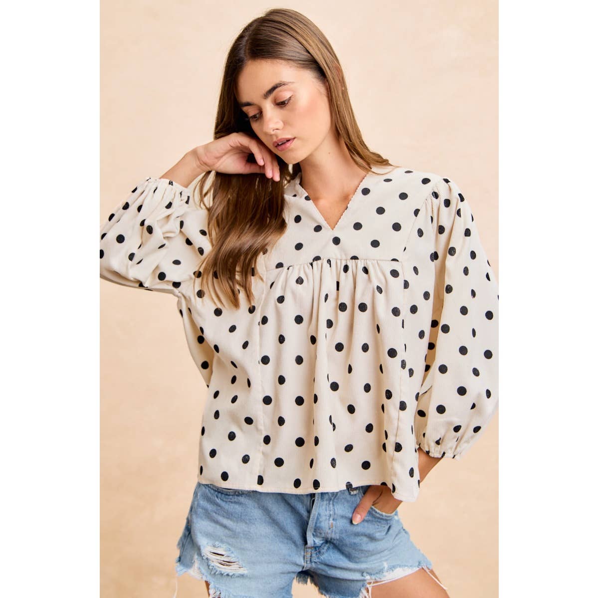 POLKA DOT CORDUROY TOP