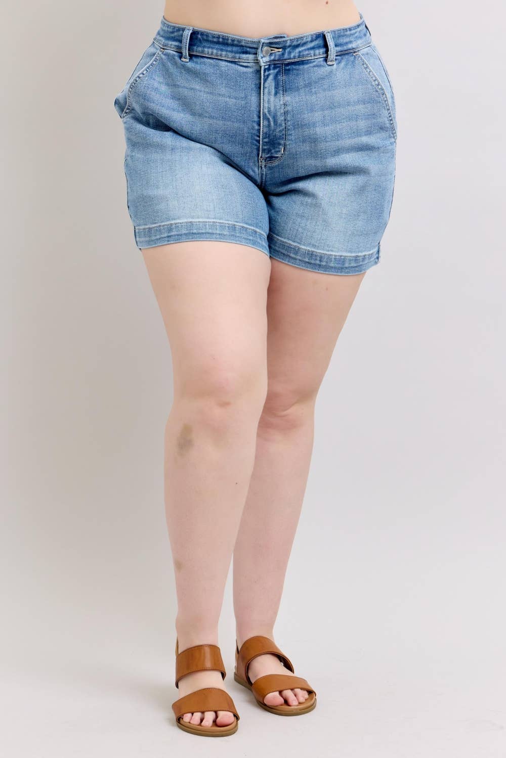 Judy Blue High Waist Denim Trouser Shorts - Plus Size