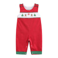 Red Corduroy Christmas Smocked Longalls