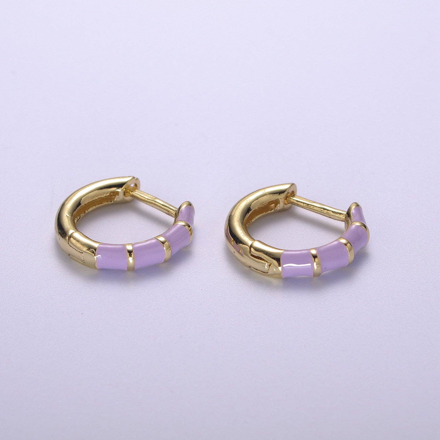 15mm Colorful Enamel Pastel Huggie Earring T164~T174