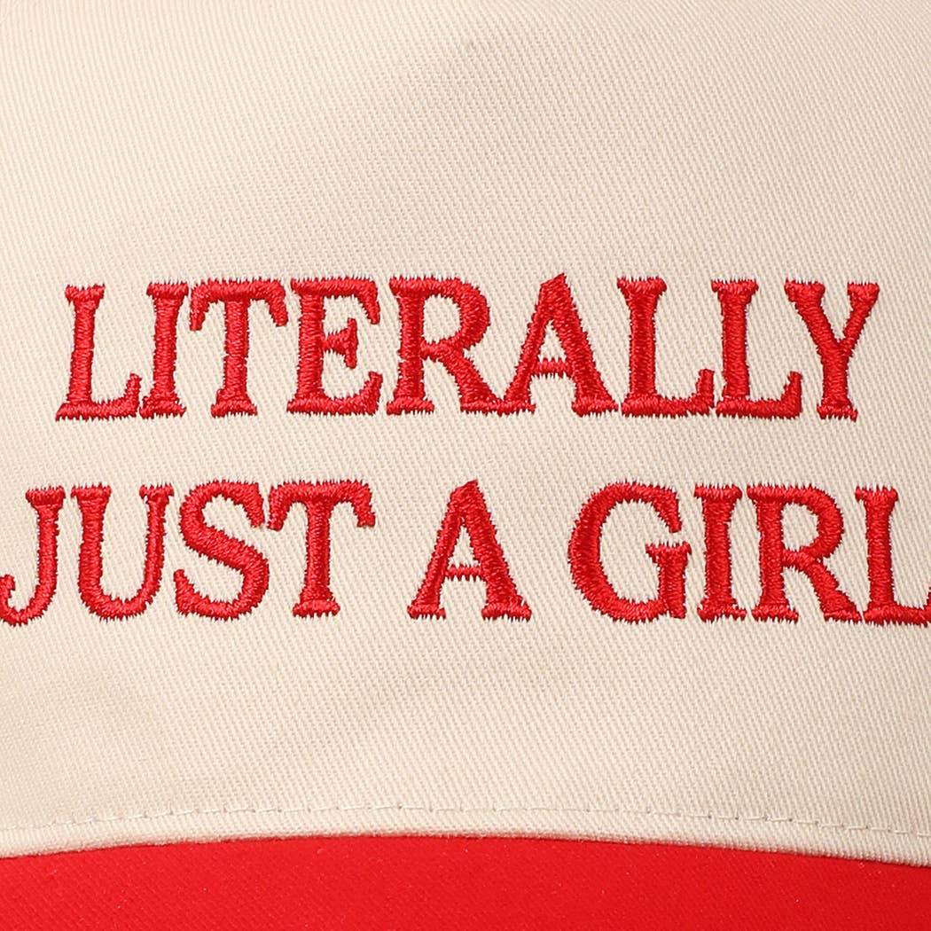 Literally Just A Girl Embroidery Two Tone Trucker Hat