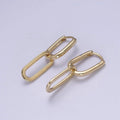 14K Gold Filled Oval Hoop Chunky Earrings With Dangle Link Chain Rectangular Hoop Earrings, Geometric Hoops