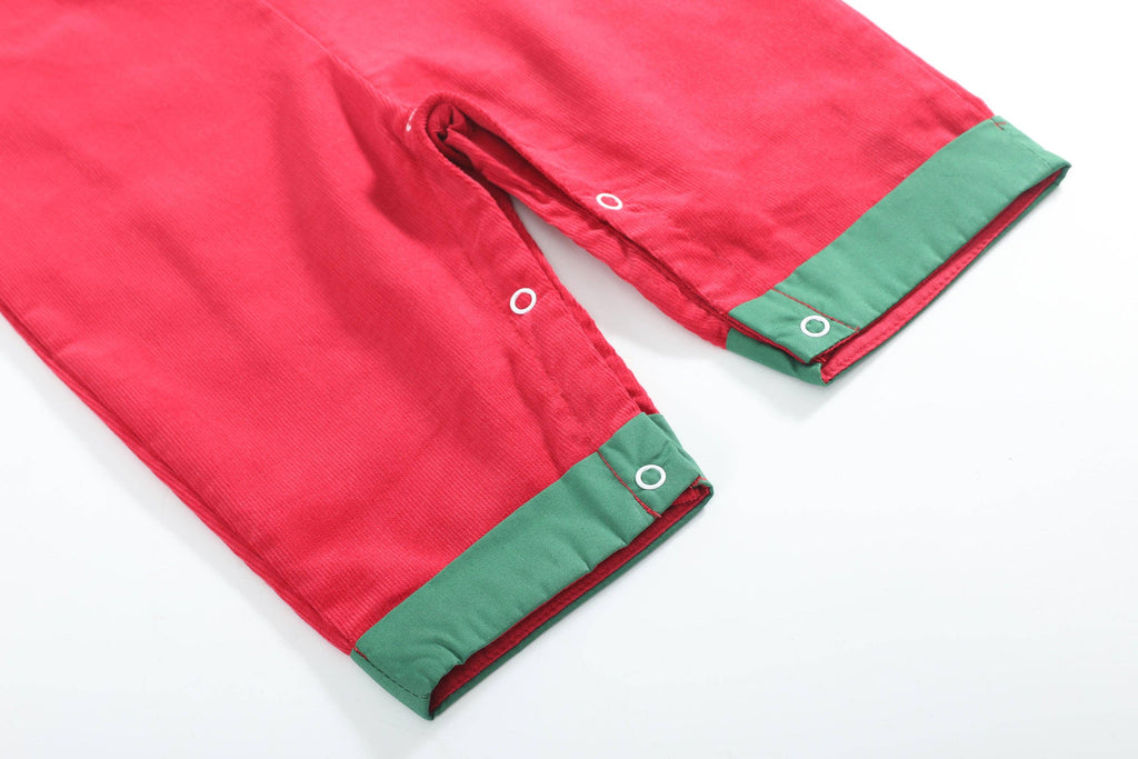 Red Corduroy Christmas Smocked Longalls