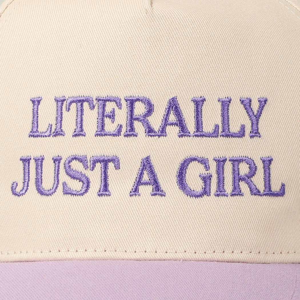 Literally Just A Girl Embroidery Two Tone Trucker Hat