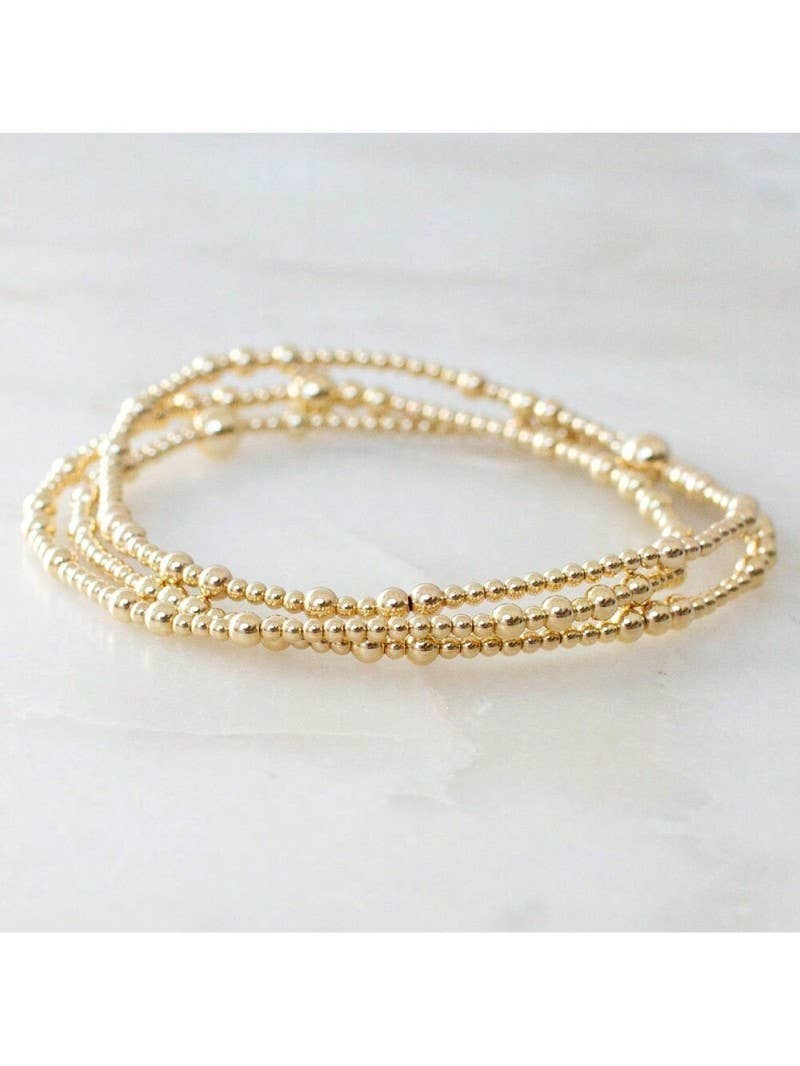 MULTI LAYER GOLD BALL CHAIN BEADED BRACELET