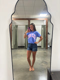 Lulumac Polka Dot Adult Flo Blue Comfort Colors Tee