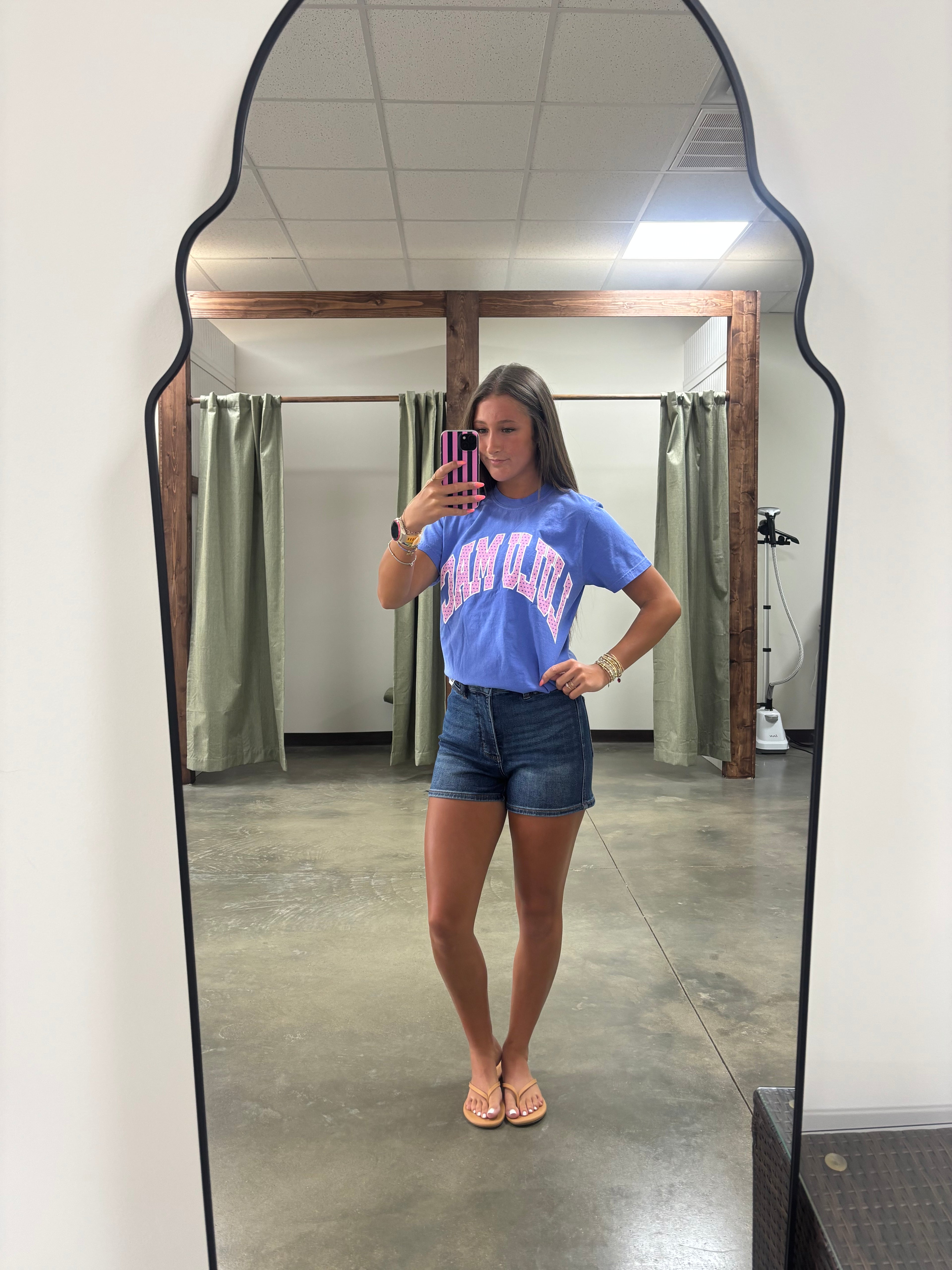 Lulumac Polka Dot Adult Flo Blue Comfort Colors Tee