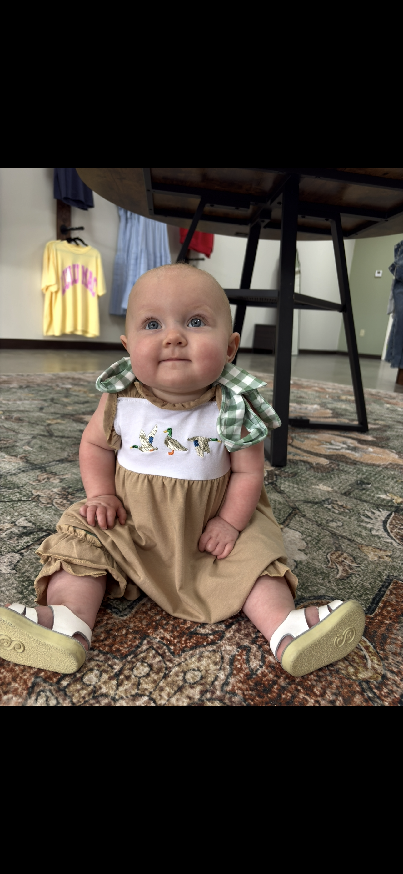 Baby Girl Duck Checkered Print Set