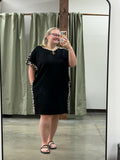 Plus Size Leopard Print Patchwork Pocket Shift T Shirt Dress