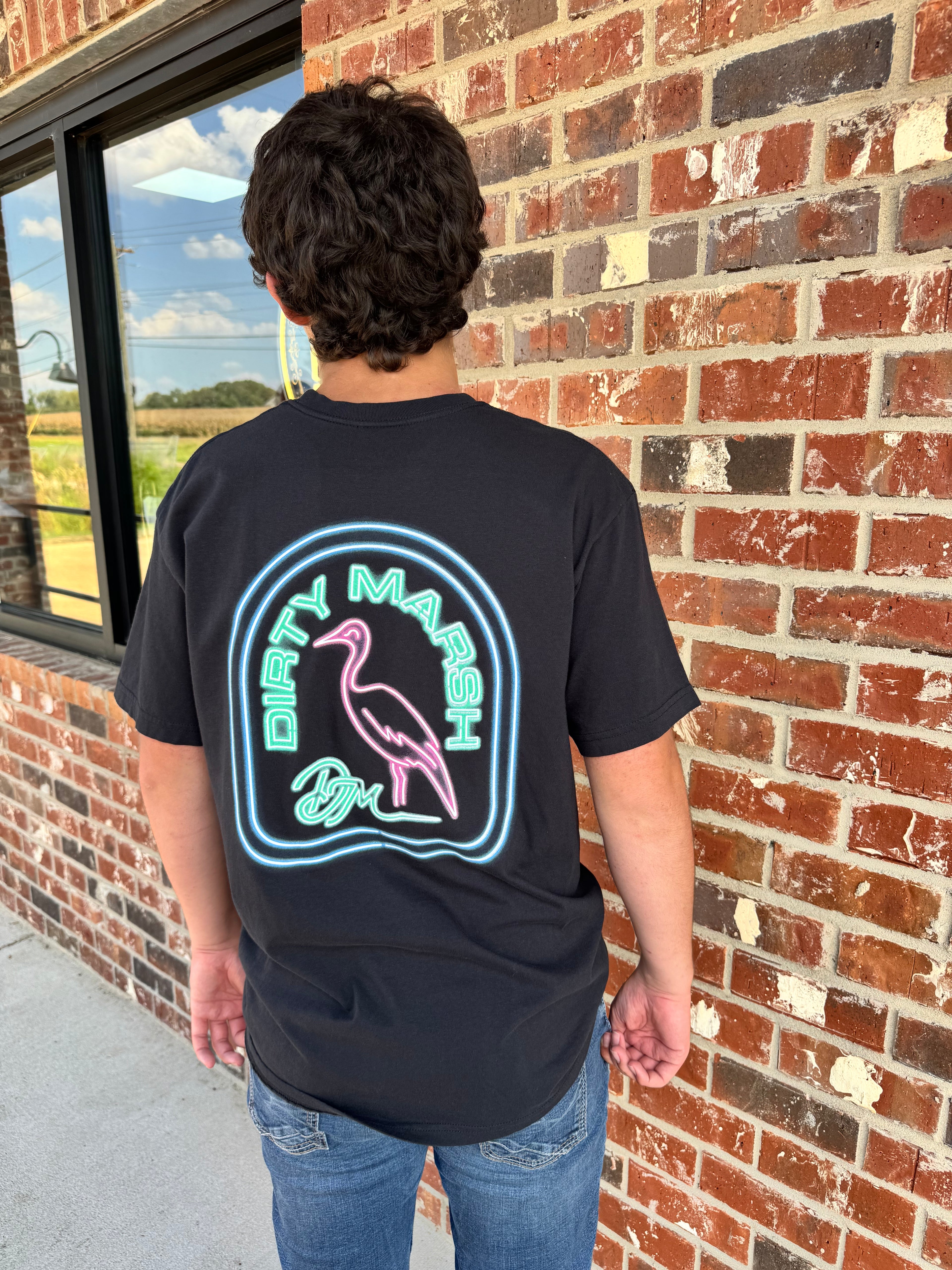 Dirty Marsh Neon Nights Heron Tee