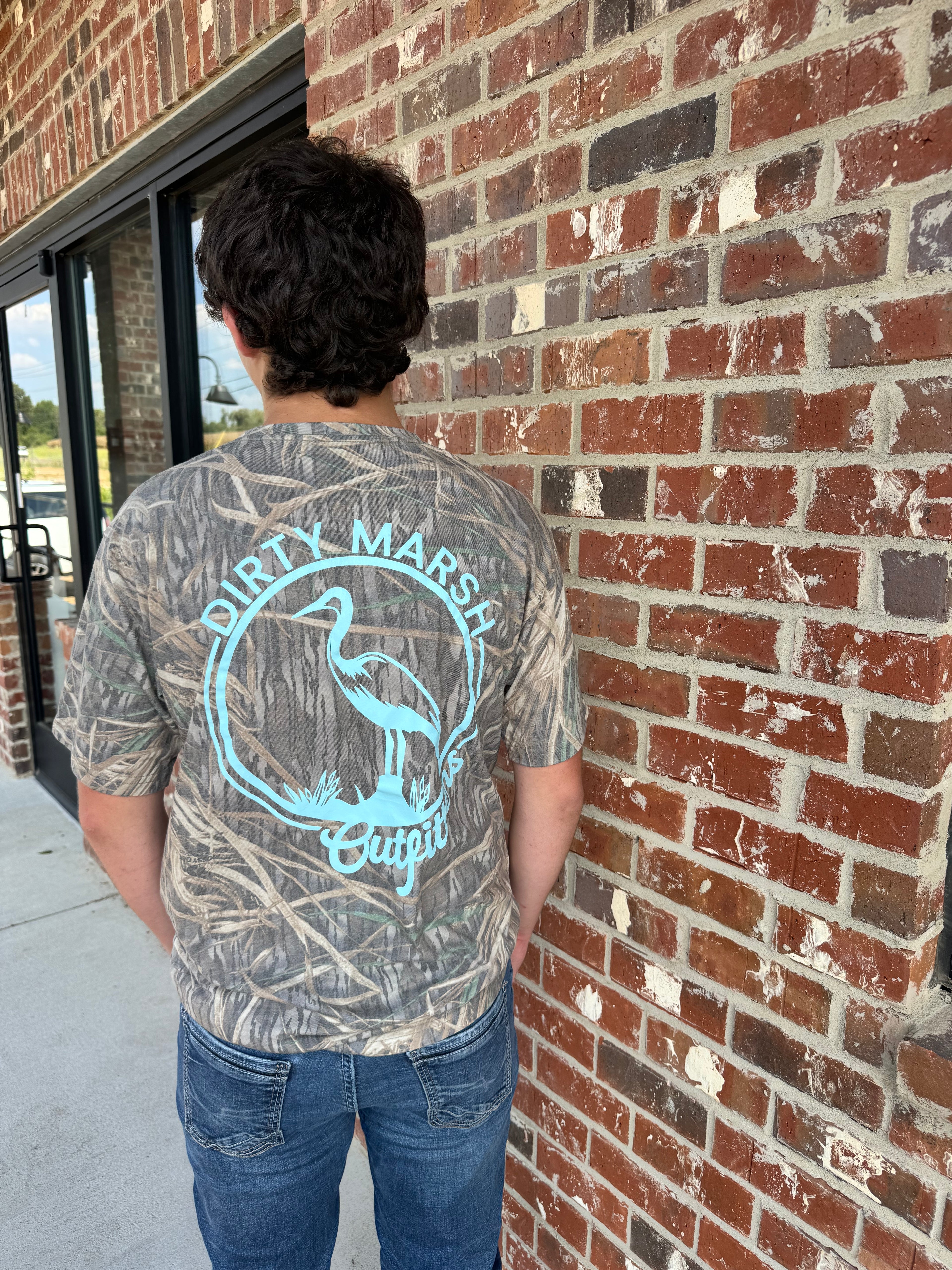 Dirty Marsh Teal Bird Camo Tee