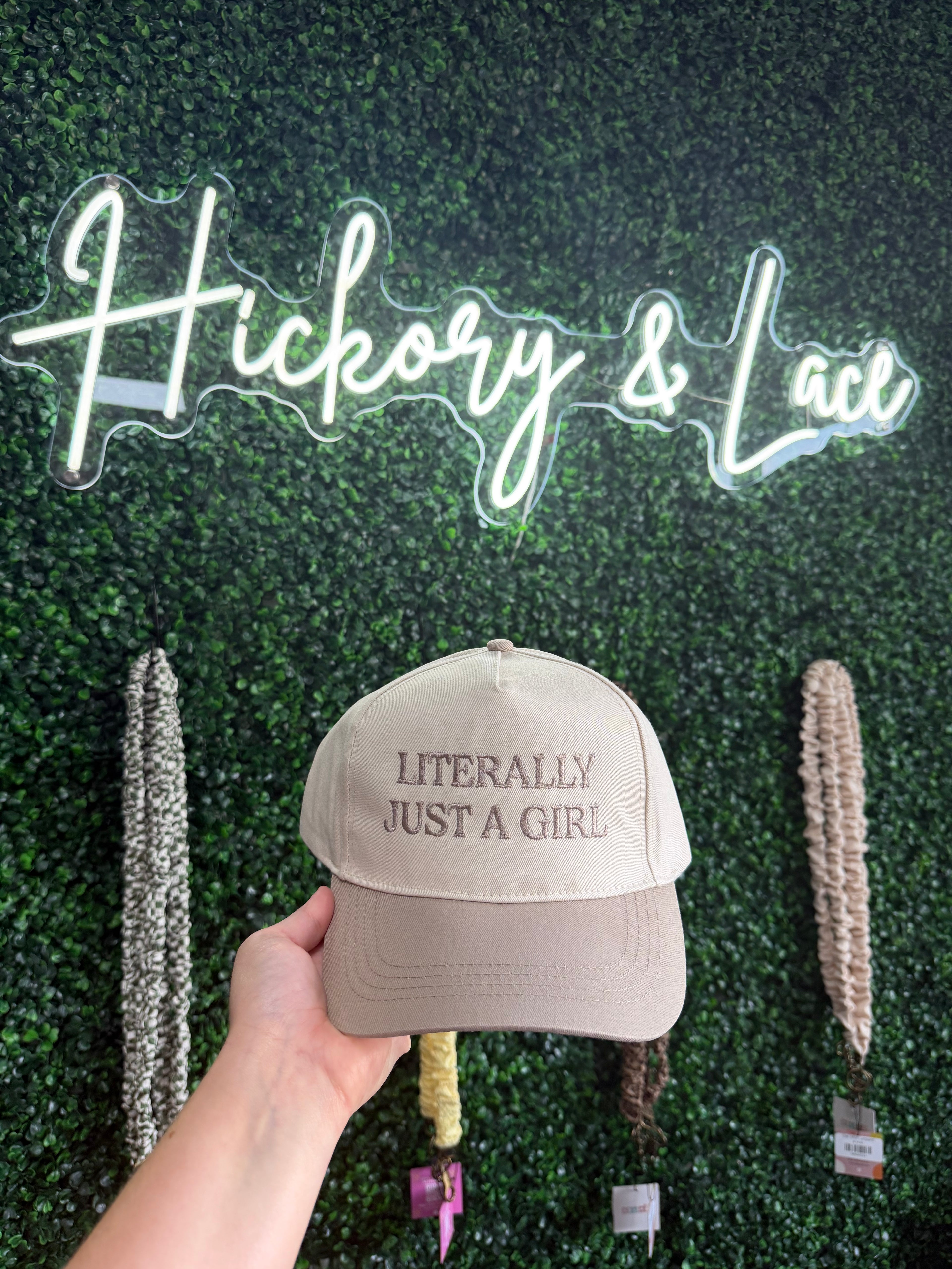 Literally Just A Girl Embroidery Two Tone Trucker Hat