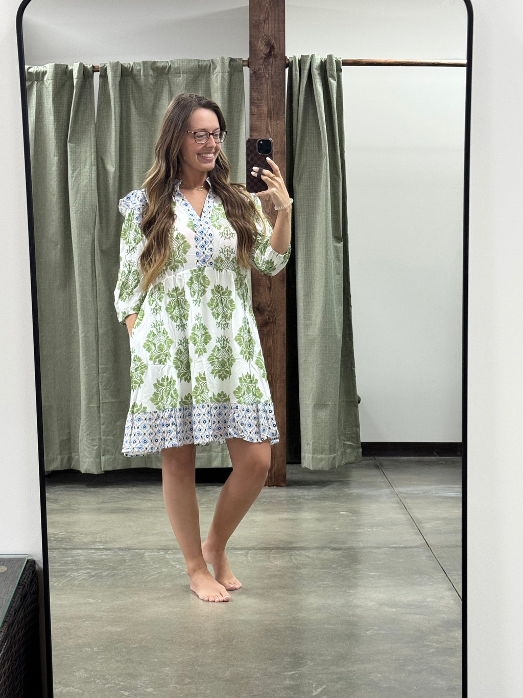 Floral Ruffle Patchwork Dress