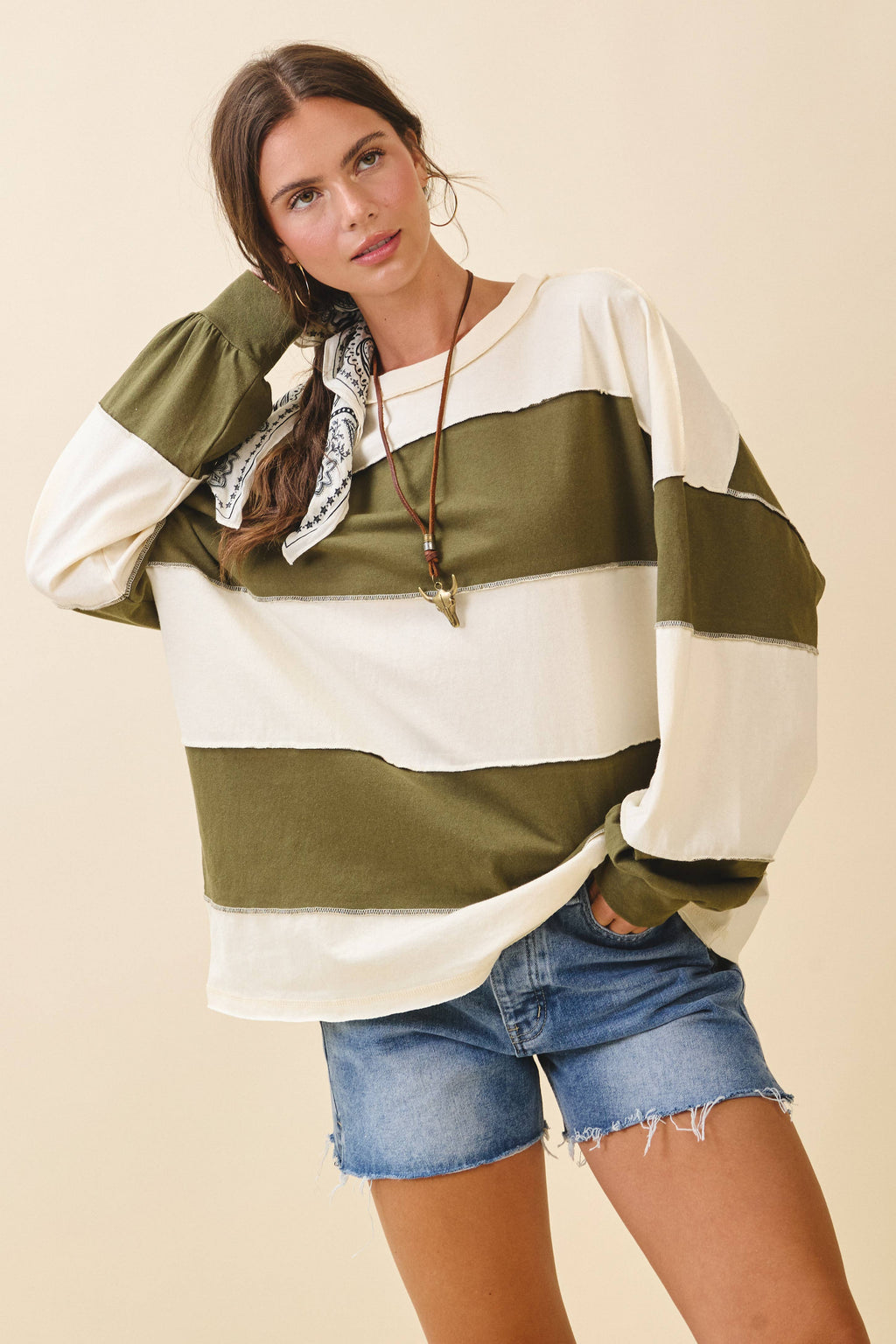 Butter/Olive Long Sleeve Shirt