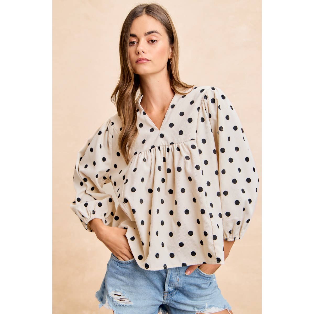 POLKA DOT CORDUROY TOP