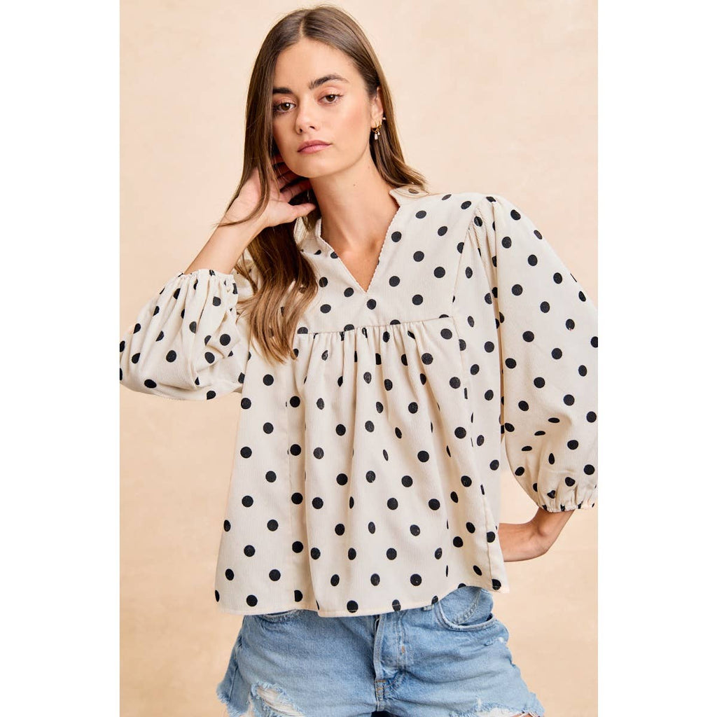 POLKA DOT CORDUROY TOP