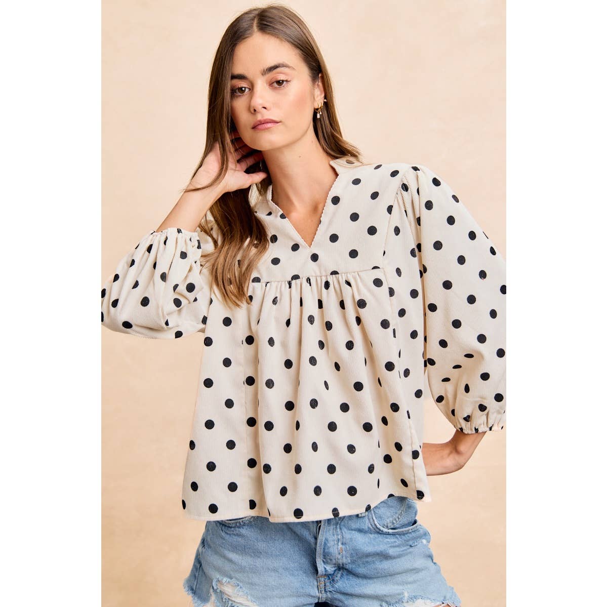 POLKA DOT CORDUROY TOP