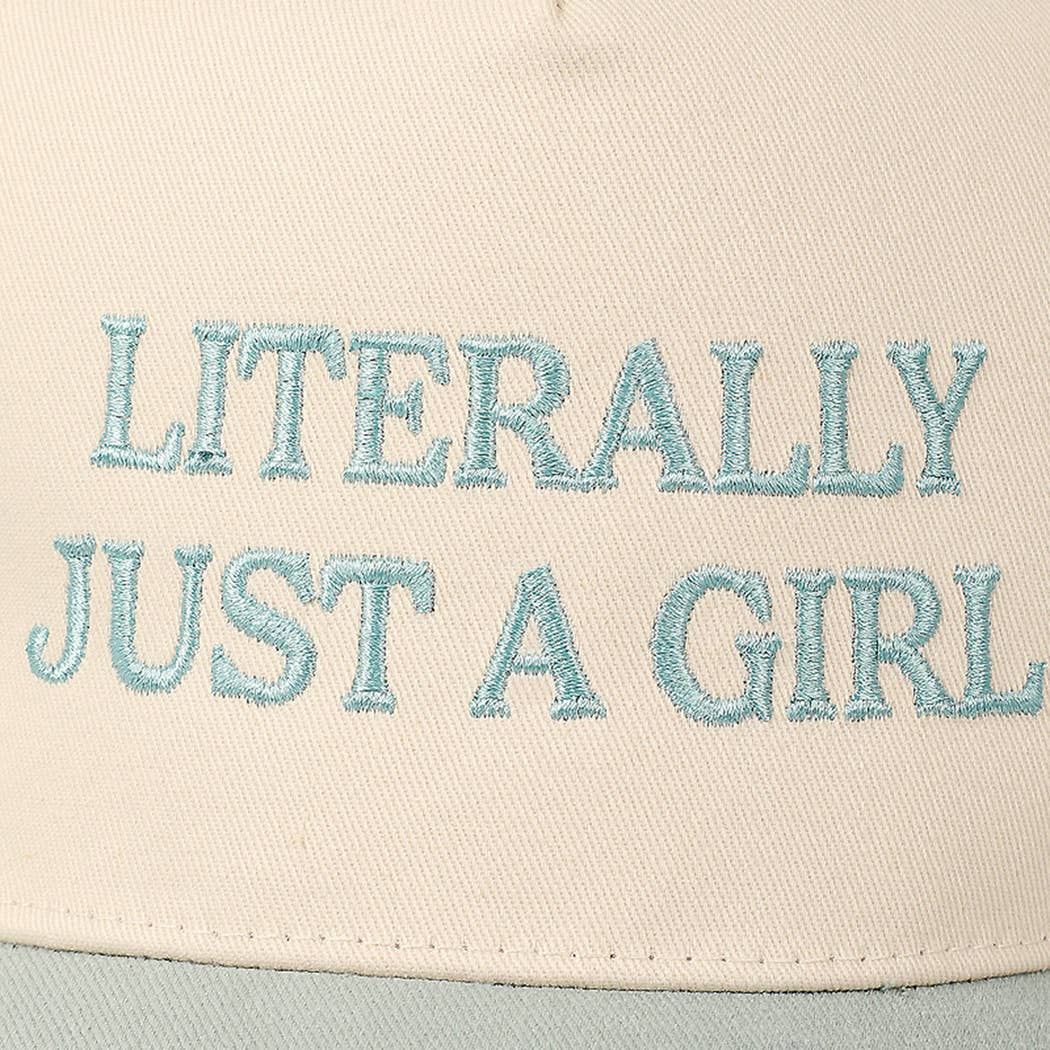 Literally Just A Girl Embroidery Two Tone Trucker Hat