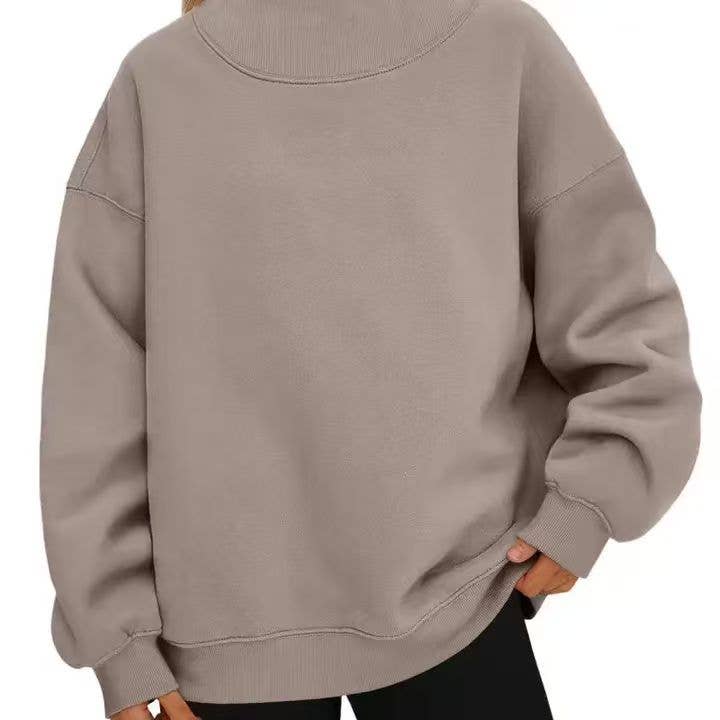 Oversized Mock Neck Top Sweatshirt