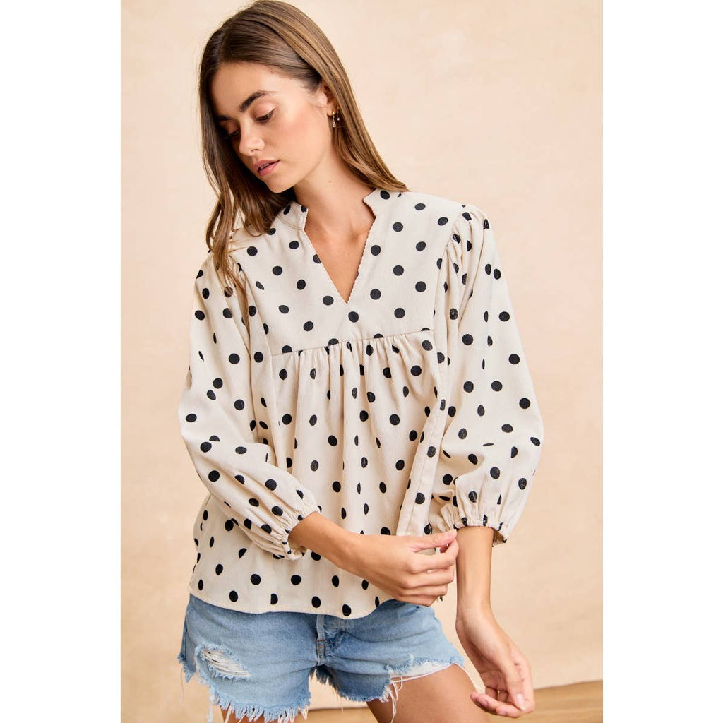 POLKA DOT CORDUROY TOP