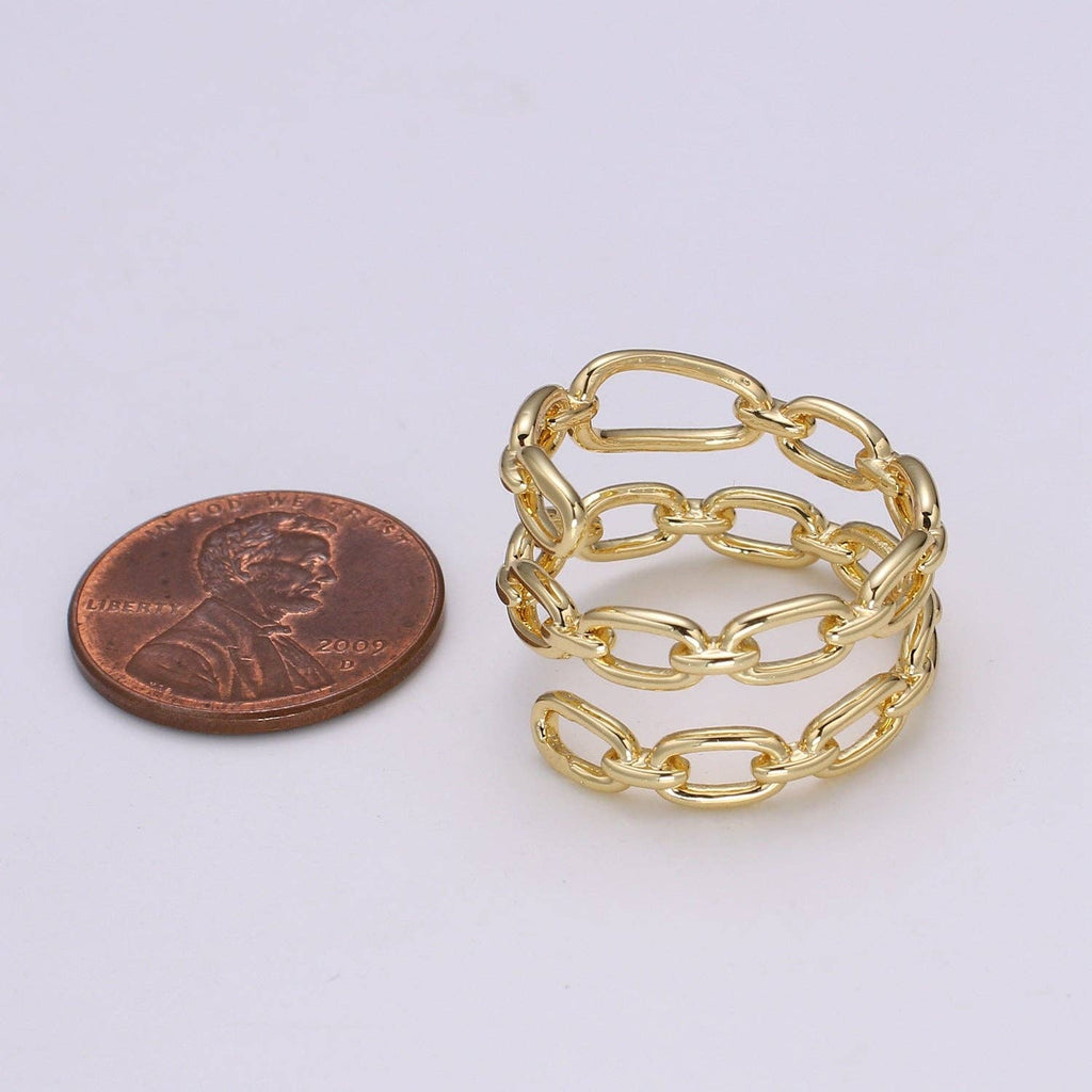 14k Gold Filled Chain Ring, Gold Stacking Ring, Thick Chain