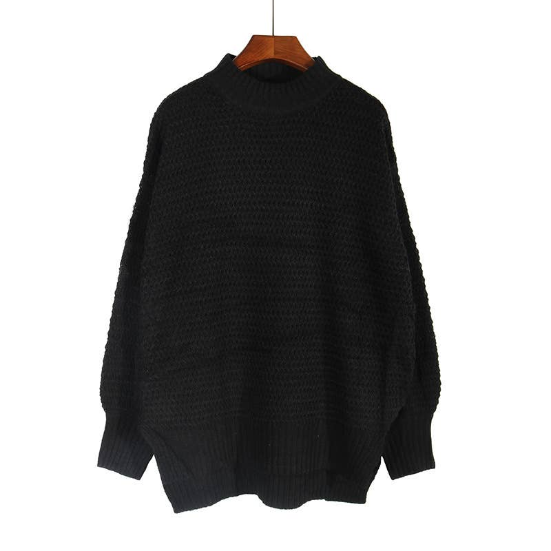 Chunky knit side split  plain knit sweater jumper