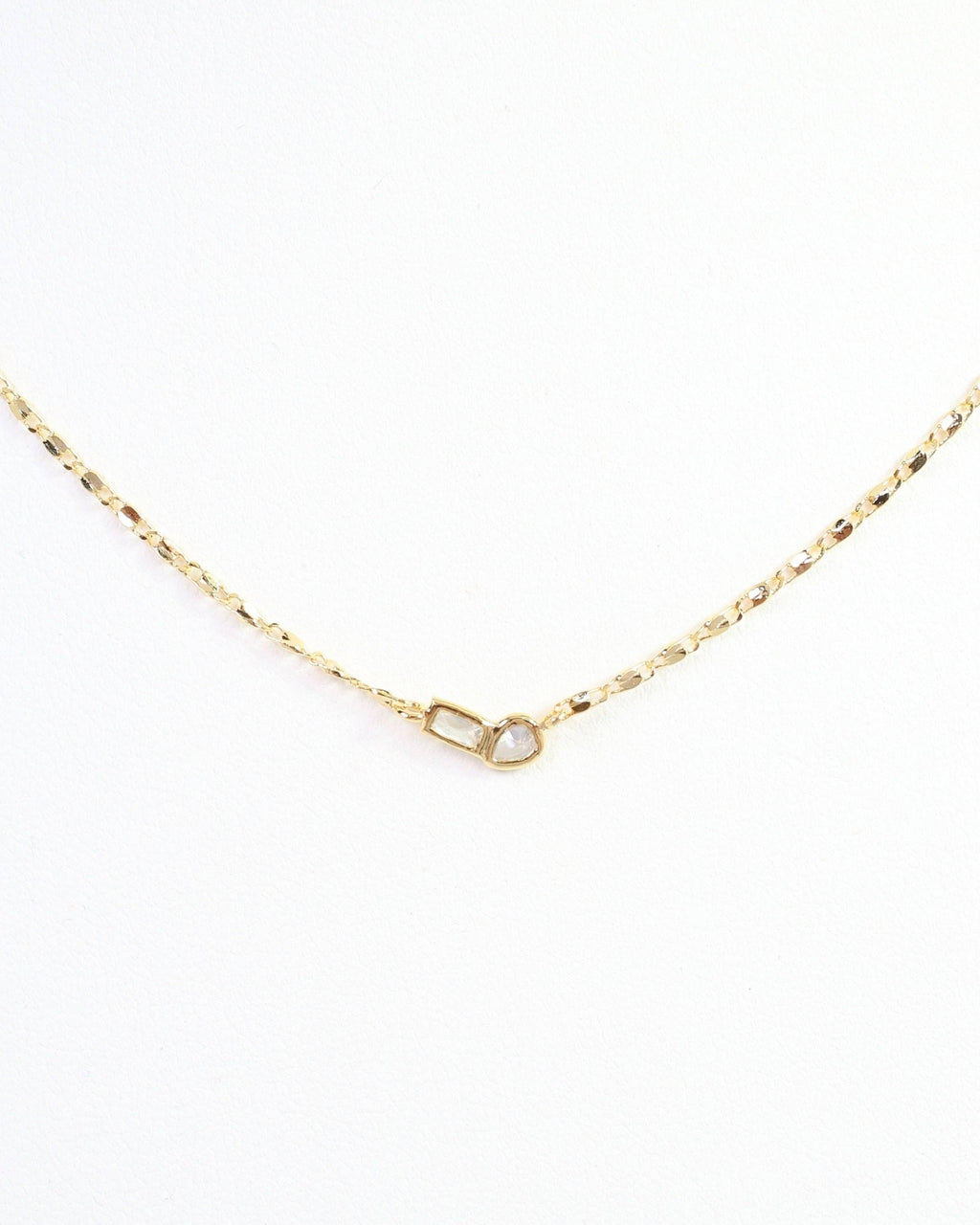 Minden Teardrop Baguette Necklace WR Gold