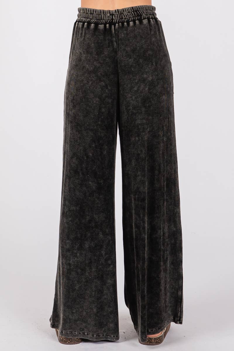 MINERAL WASHED TOP AND PANTS RIB SETS