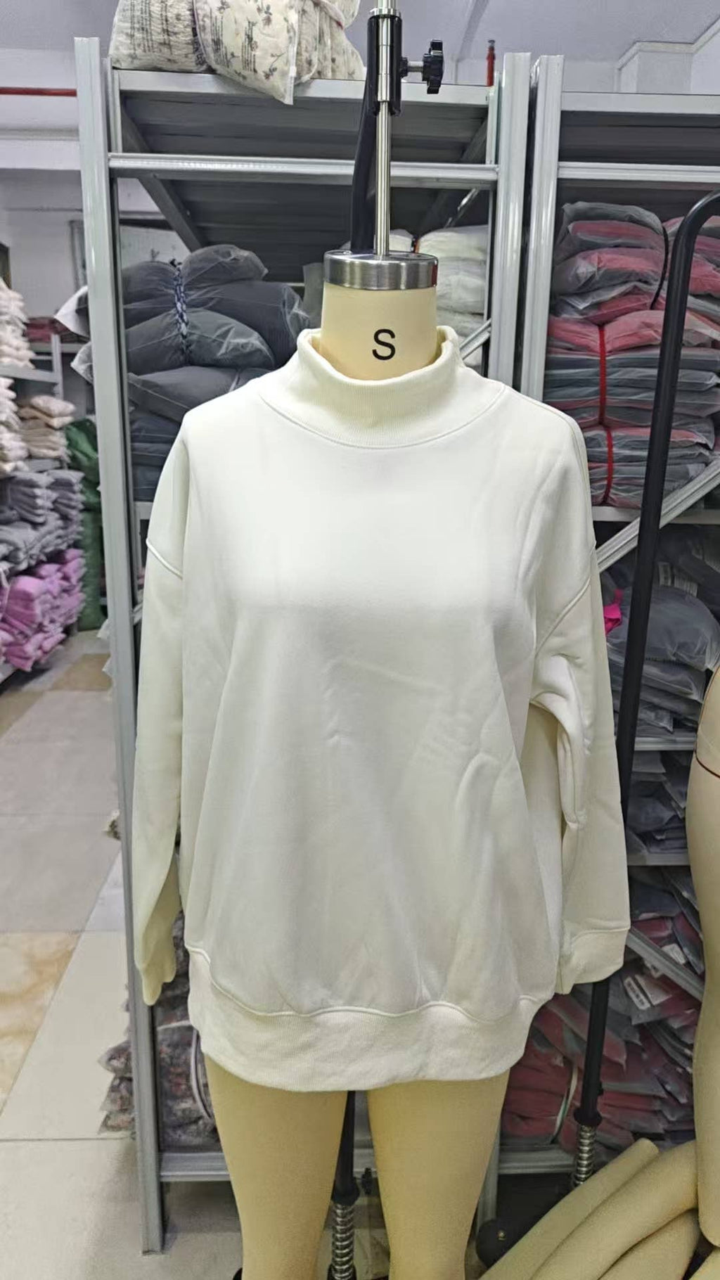Oversized Mock Neck Top Sweatshirt