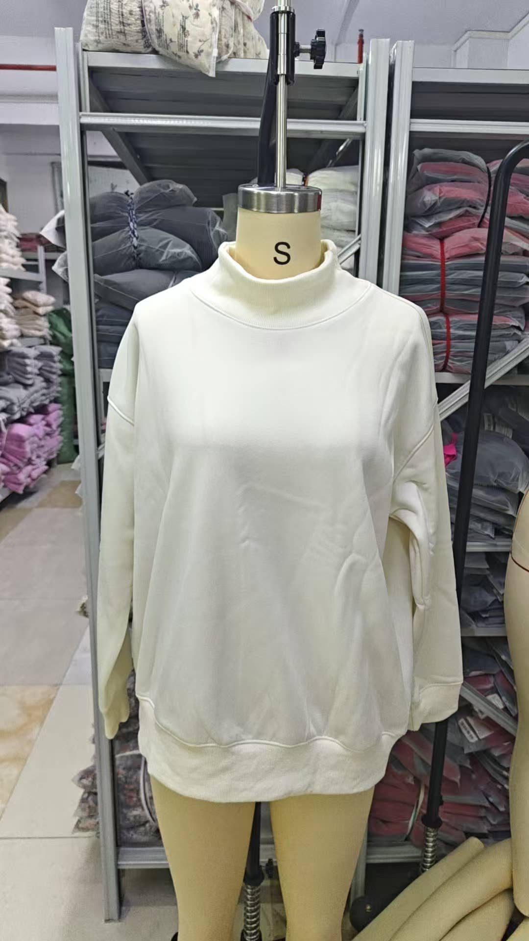 Oversized Mock Neck Top Sweatshirt