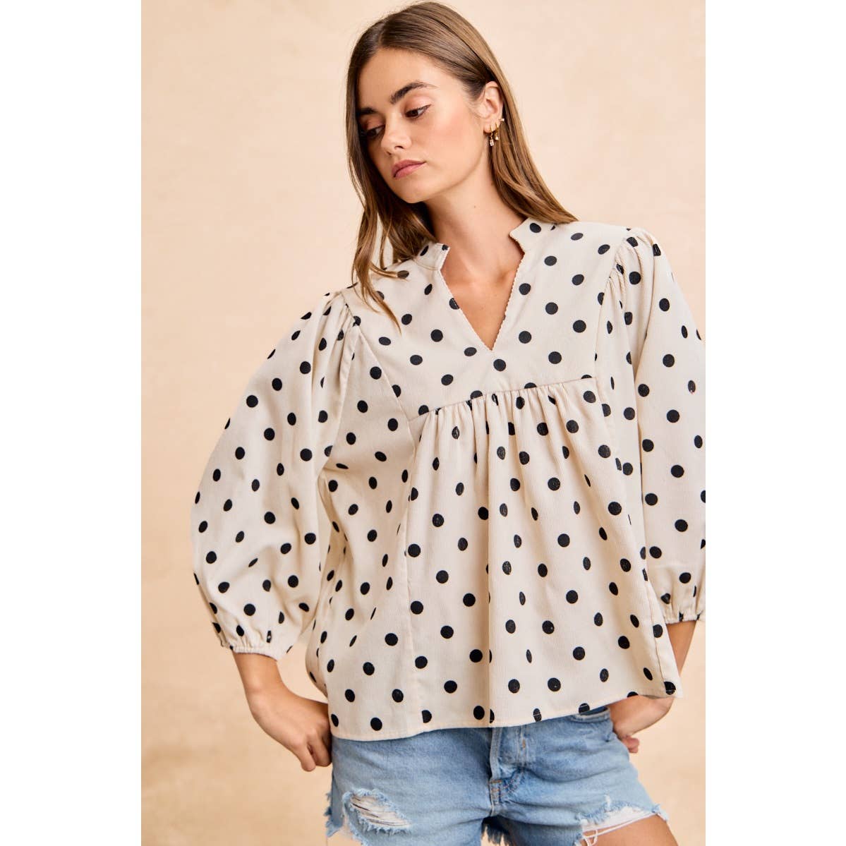 POLKA DOT CORDUROY TOP