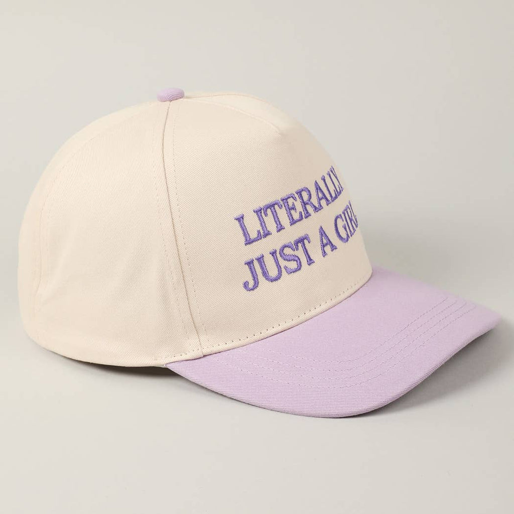 Literally Just A Girl Embroidery Two Tone Trucker Hat