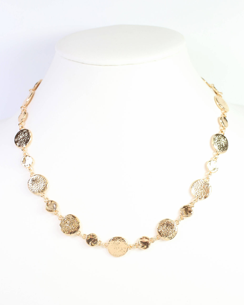 Danvers 42" Hammered Circle Long Necklace Gold