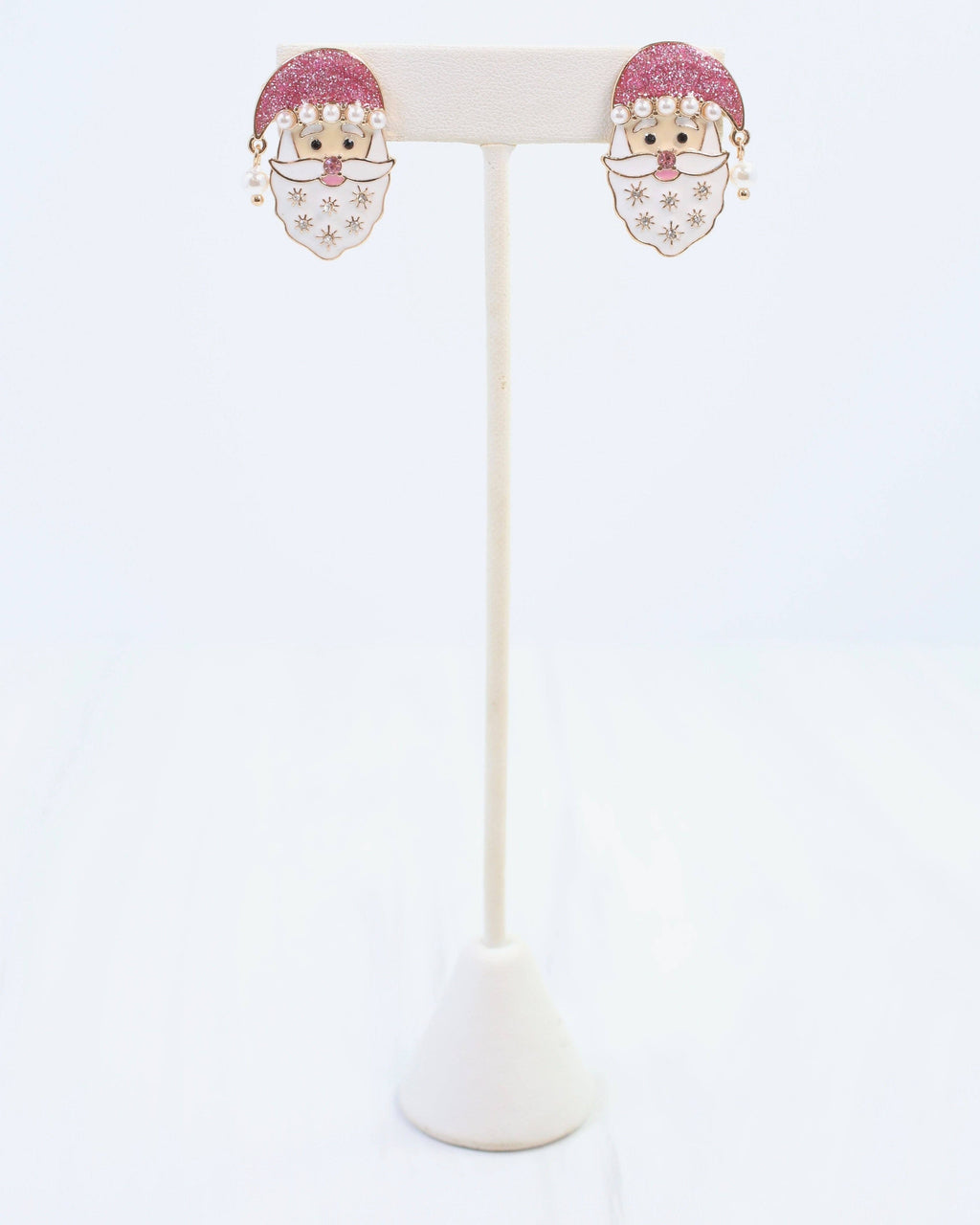 Santa Enamel and Pearl Earring Pink