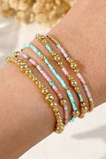 MULTI LAYER BLUE/PINK CHAIN LINK BRACELET