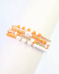 Josie Beaded Bracelet Set Orange White