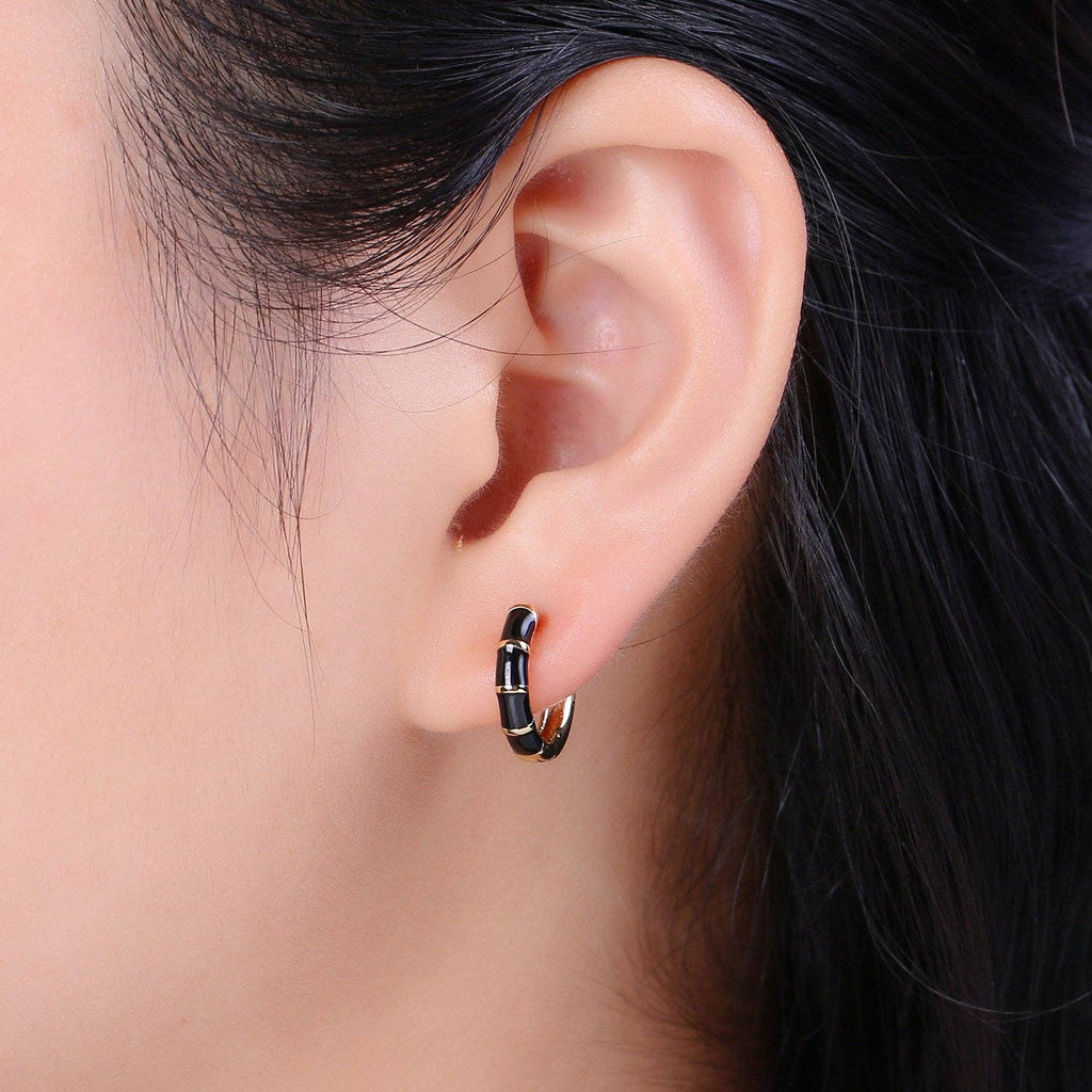 15mm Colorful Enamel Pastel Huggie Earring T164~T174