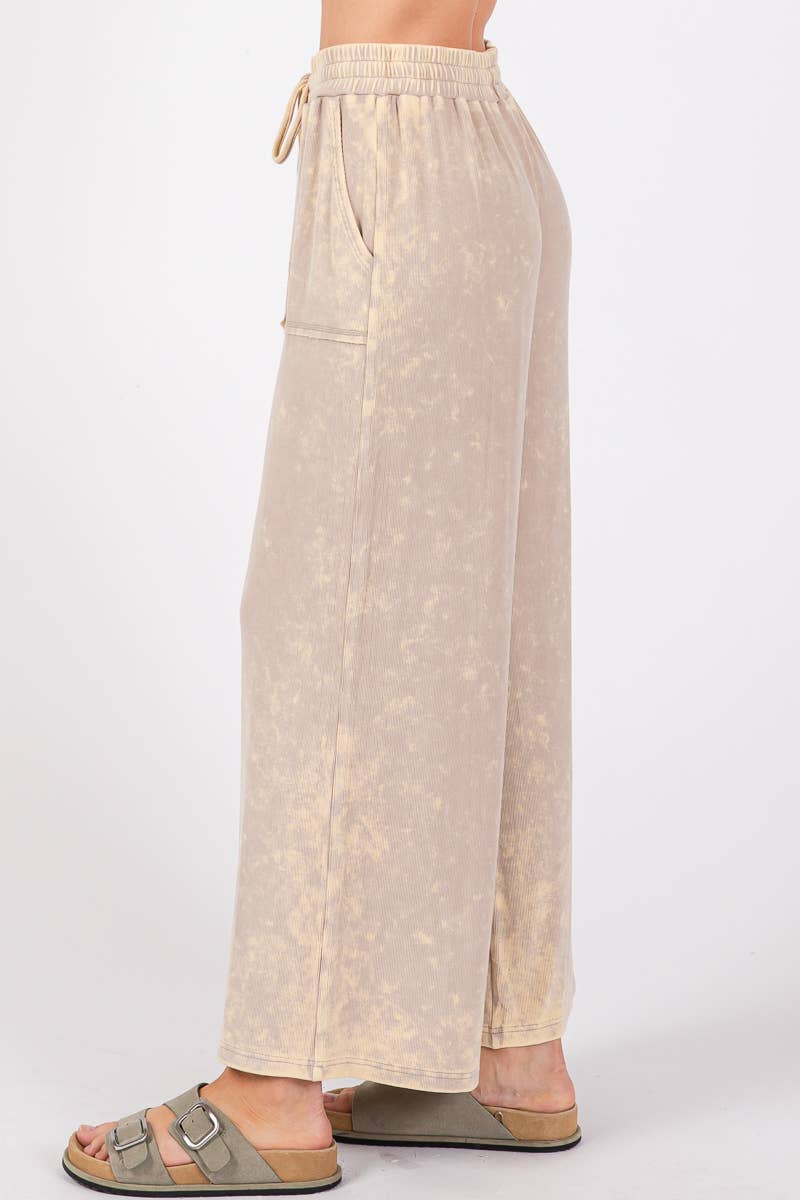 MINERAL WASHED TOP AND PANTS RIB SETS