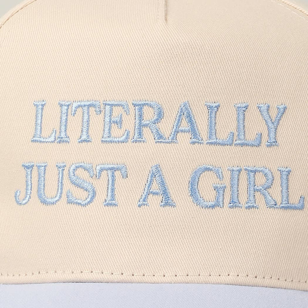 Literally Just A Girl Embroidery Two Tone Trucker Hat
