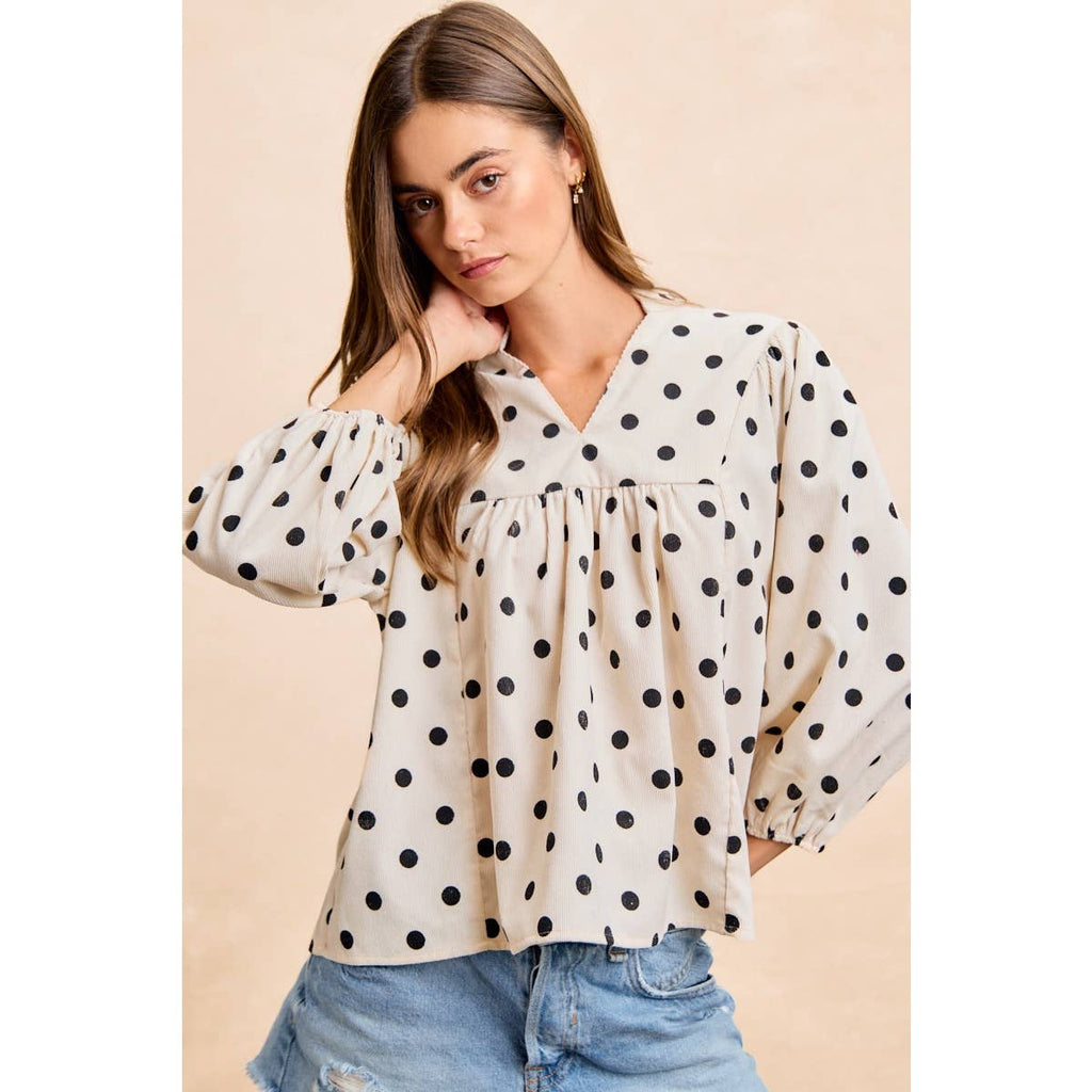 POLKA DOT CORDUROY TOP