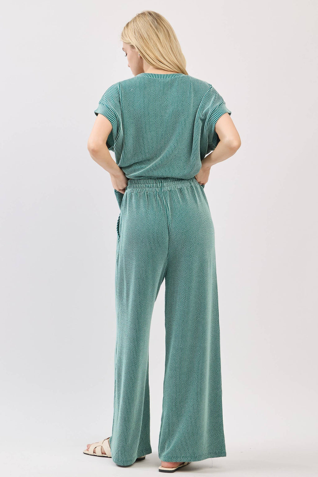 Striped Rib Knit Lounge Set