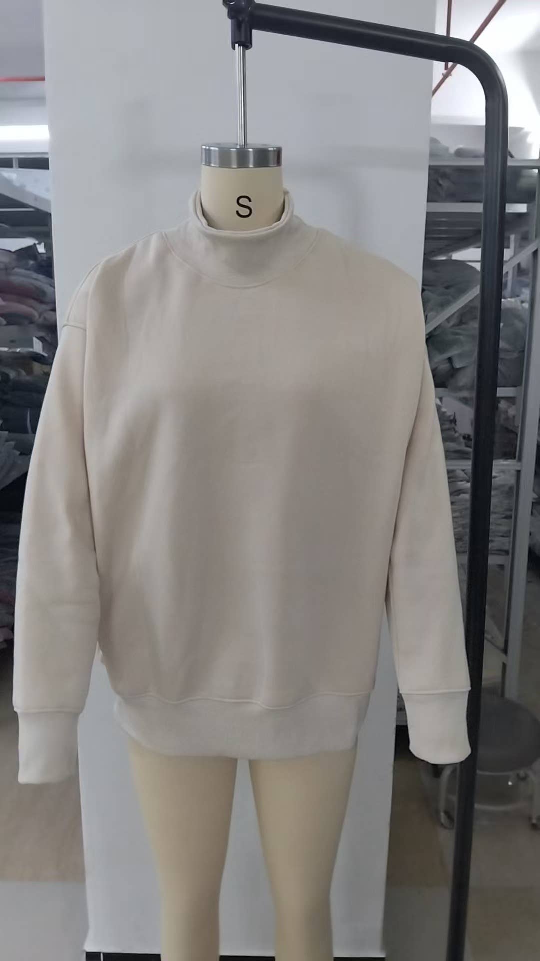 Oversized Mock Neck Top Sweatshirt