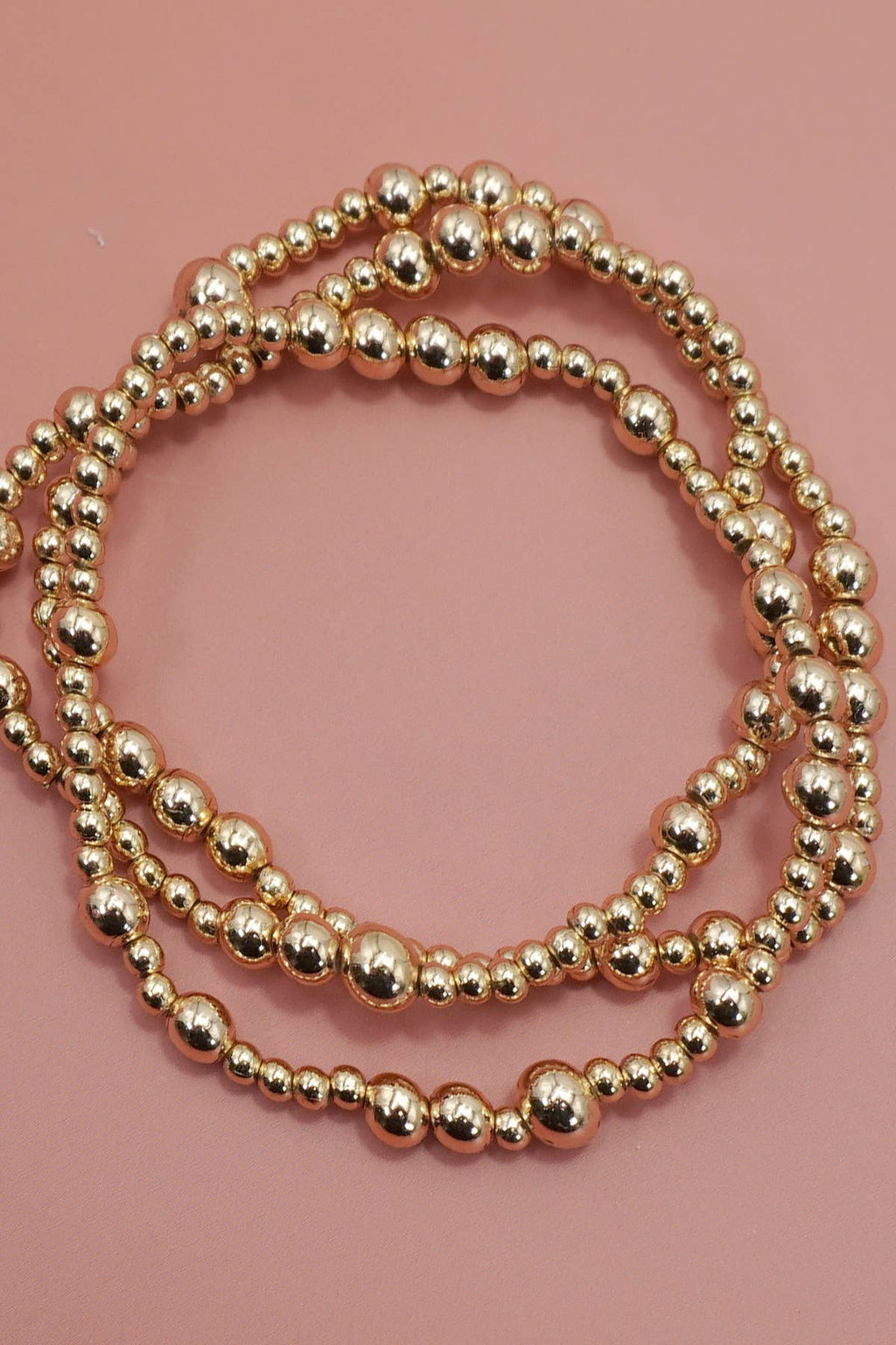 MULTI LAYER GOLD BALL CHAIN BEADED BRACELET
