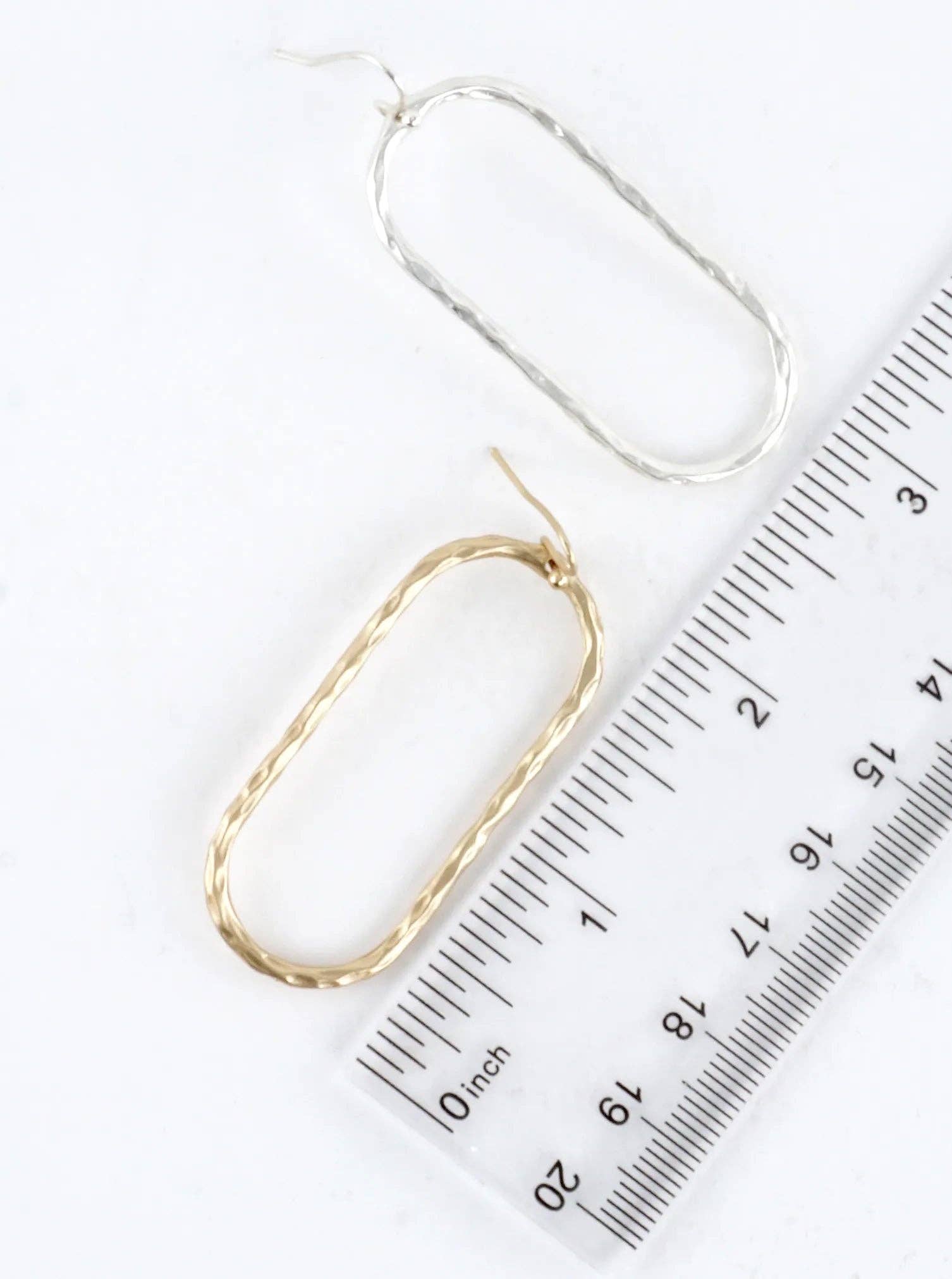 Hammered Oval Frame Drop Earrings