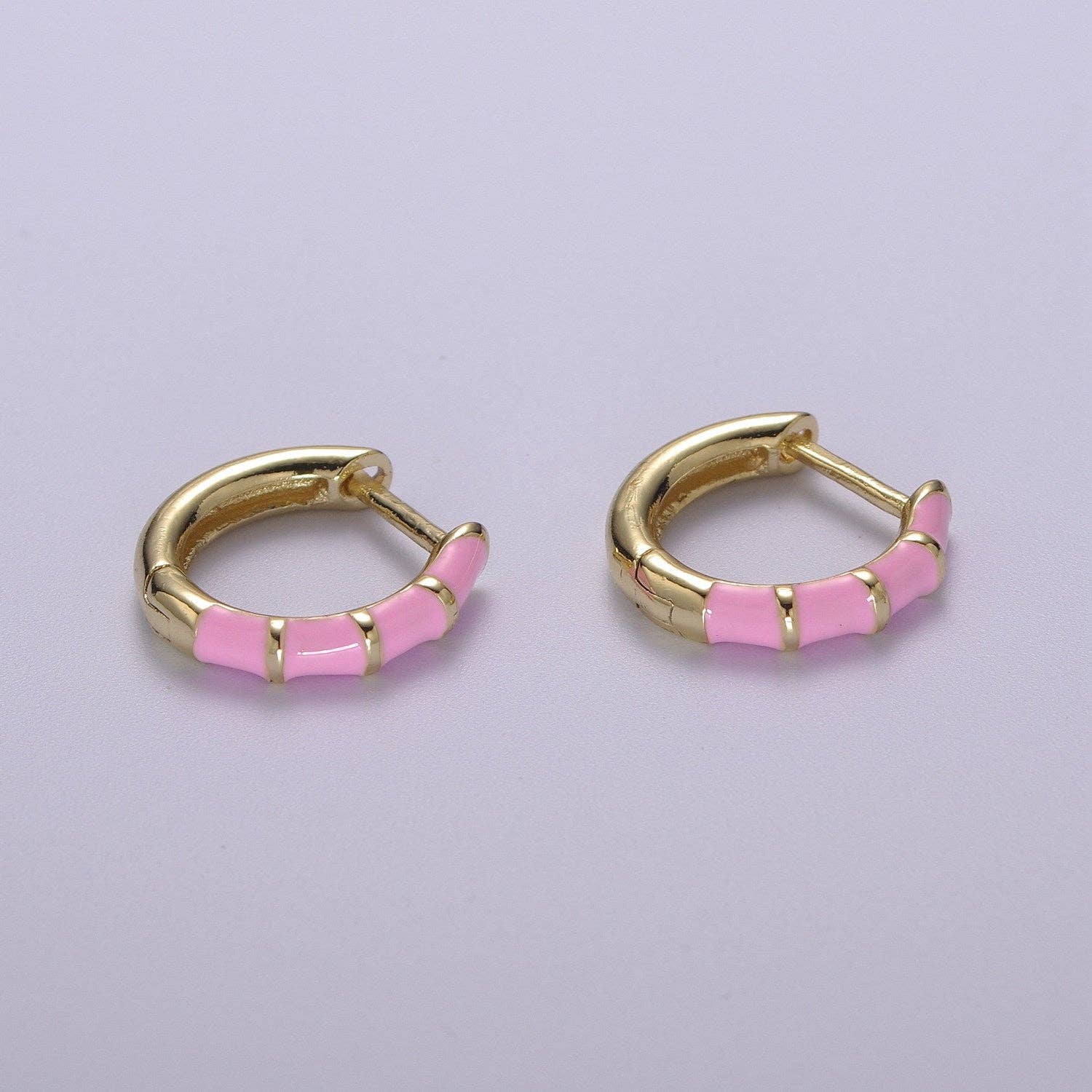 15mm Colorful Enamel Pastel Huggie Earring T164~T174